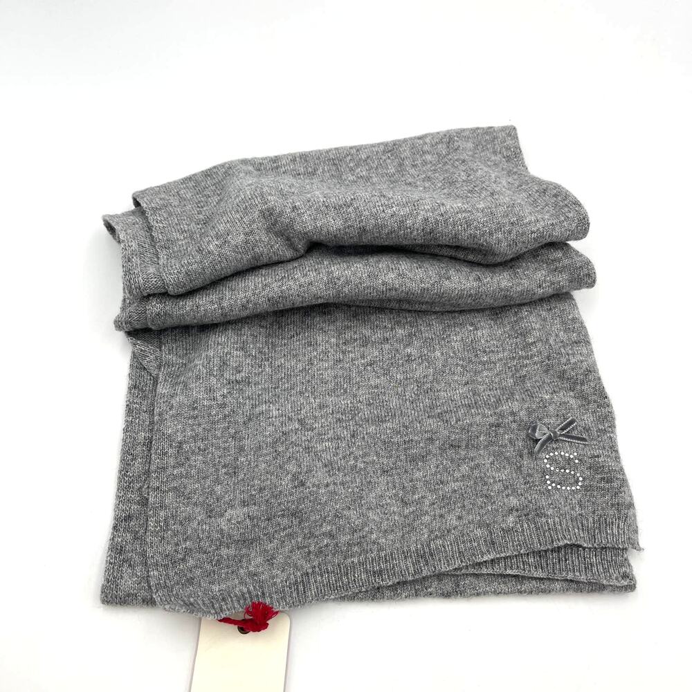 Avoca Monogram Alphabet Sparkle Scarf Ireland Wool Cashmere Heathered Gray